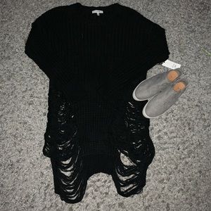 Black Distressed Sweater